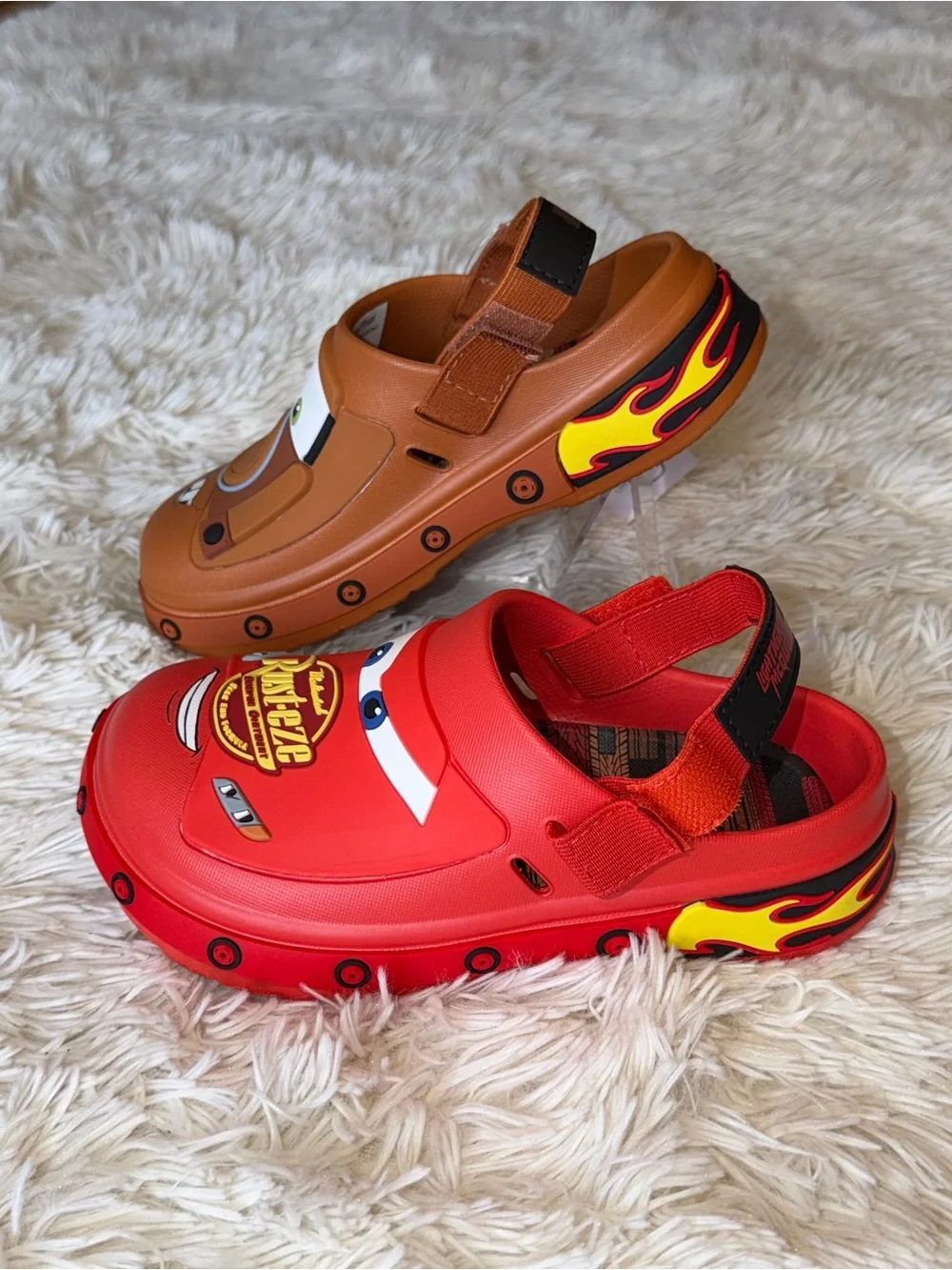 Disney Kids Cars Lightning McQueen Red & Mater Brown Slip-On Clogs